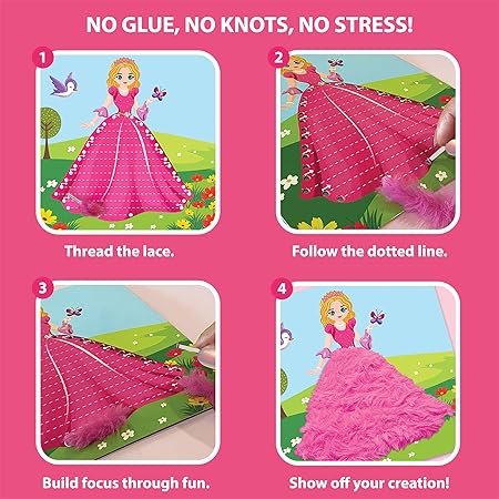 Chalk and Chuckles Princess Unicorn Lace Art Kit for Kids