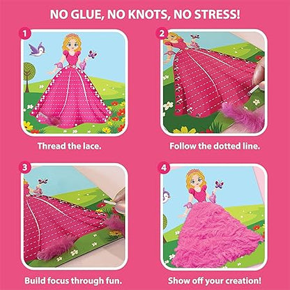 Chalk and Chuckles Princess Unicorn Lace Art Kit for Kids