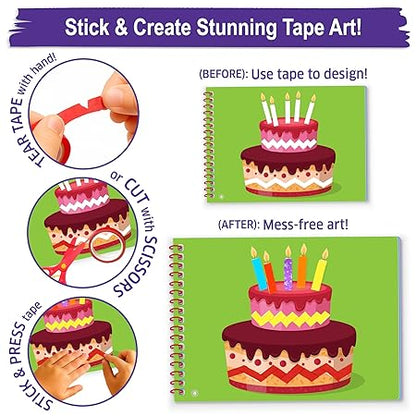 Chalk & Chuckles Tape Trails Art and Craft Kit for Kids – 30+ Mess-Free Tape and Sticker Art Projects