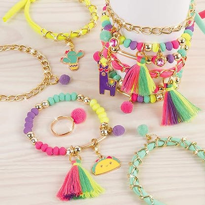 Make It Real Neo-Brite Chains&Charms Kit|Create 10 Unique Cord&Tassel Charm Bracelets,195 Pieces,Includes Play Tray|DIY Playful Charm&Jewelry Kit|Arts&Crafts,Girls Ages 8+|Made in India,Multicolor