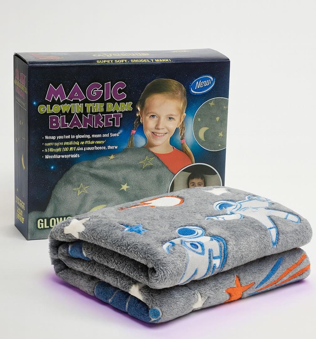 Premium Super Soft Warm Cozy Furry Blanket Glow in The Dark (6ft x 6ft)