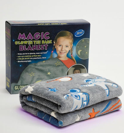 Premium Super Soft Warm Cozy Furry Blanket Glow in The Dark (6ft x 6ft)