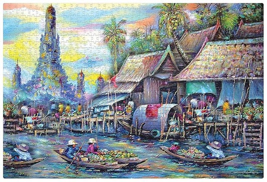 Frank Floating Market Jigsaw Puzzle (1000 Pieces) for Adults and Kid Above 15+ Years-Realistic Illustrations-Fun & Challenging Brain Booster Games - for Focus and Memory -34019