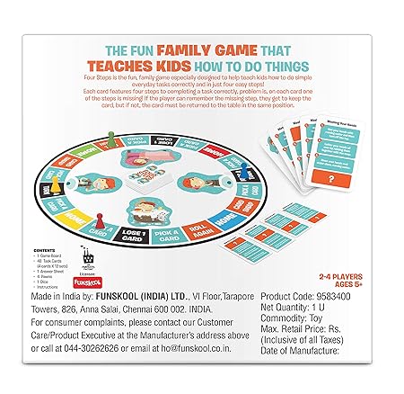Funskool Four Steps-A Simple Game for Daily Routine|Multicolor, Family, Kid