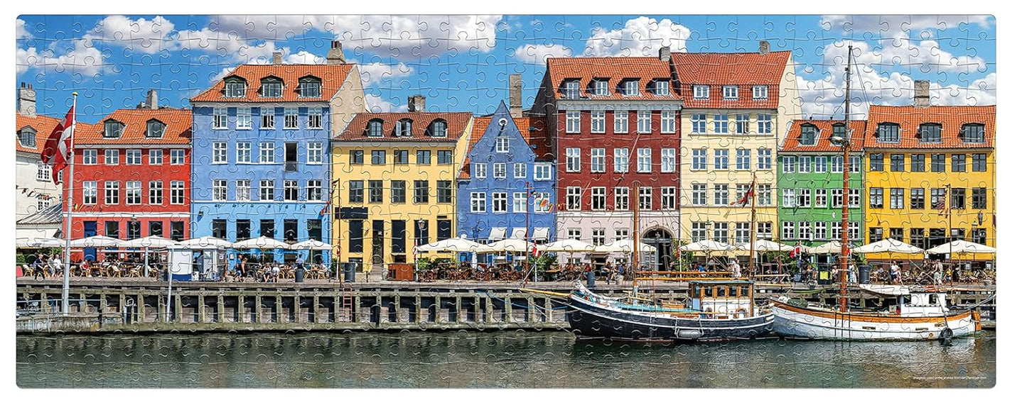 Frank Nyhavn, Copenhagen Panorama 500 Piece Jigsaw Puzzle for Adults & Kids Above 10 Years | Realistic Illustrations - Fun & Challenging Puzzle Games for Focus & Stress Relief - Gifts for Teenagers