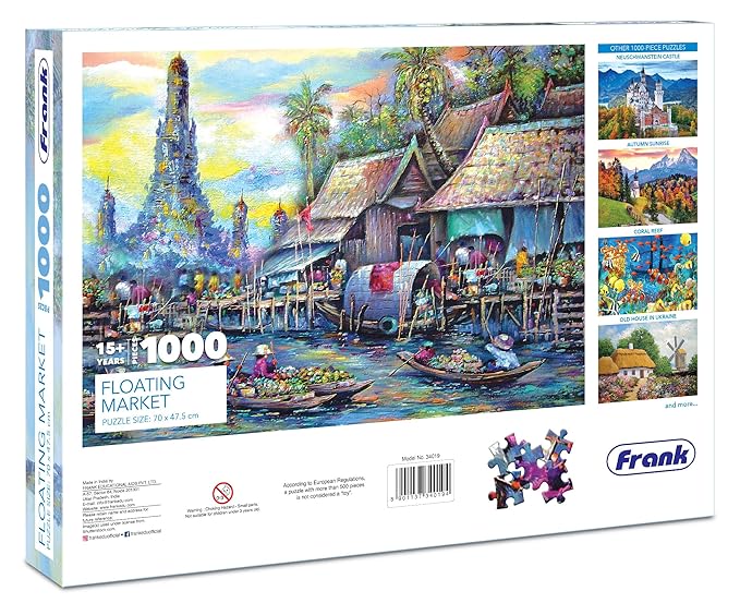 Frank Floating Market Jigsaw Puzzle (1000 Pieces) for Adults and Kid Above 15+ Years-Realistic Illustrations-Fun & Challenging Brain Booster Games - for Focus and Memory -34019