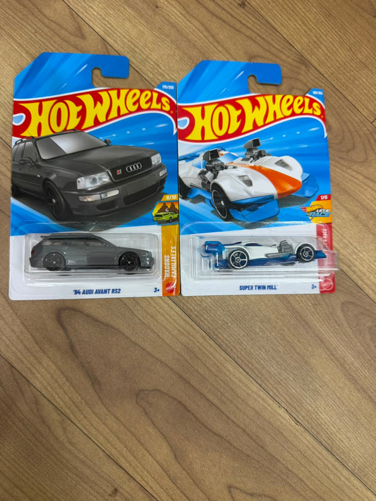 SINGLE HOT WHEELS CAR 94 AUDI AVANT RS2 AND SUPER TWIN MILL