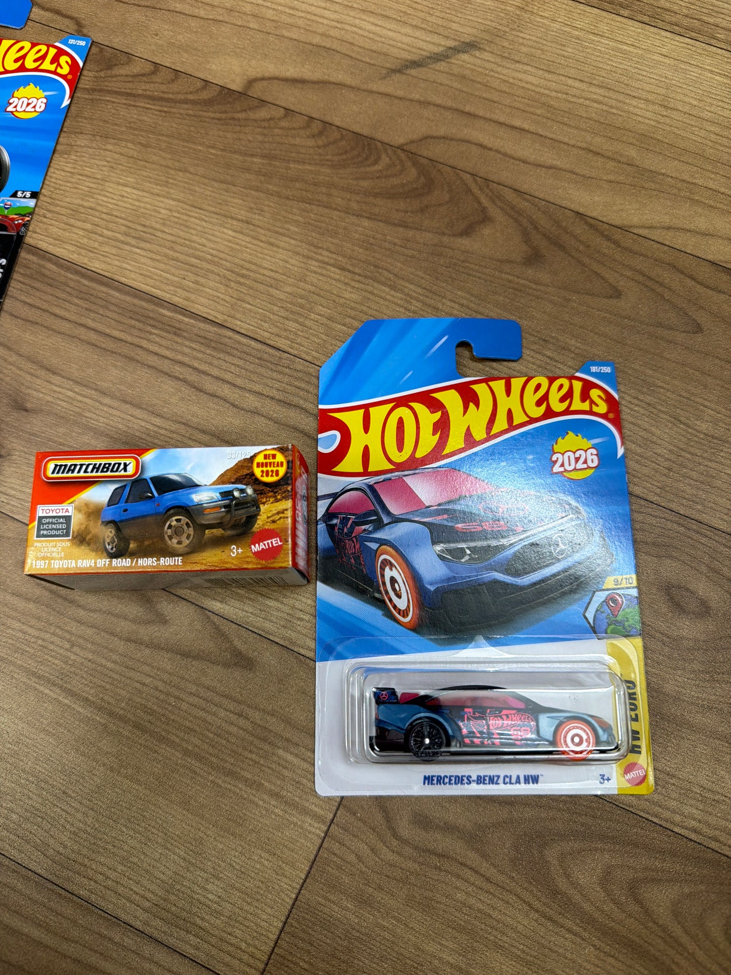 SINGLE HOT WHEELS CAR MERCEDES BENZ CLA HW and DNK70 (MATCHBOX PWR GBRS HERITAGE)- 2023 TOYOTA RAV4 TRD
