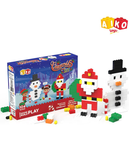 Christmas Building Block Set for Kids | 104 Pcs Creative DIY Holiday Toy | Festive Build Kit with Step-by-Step Idea Book | Compatible with Leading Brands | Ages 4+