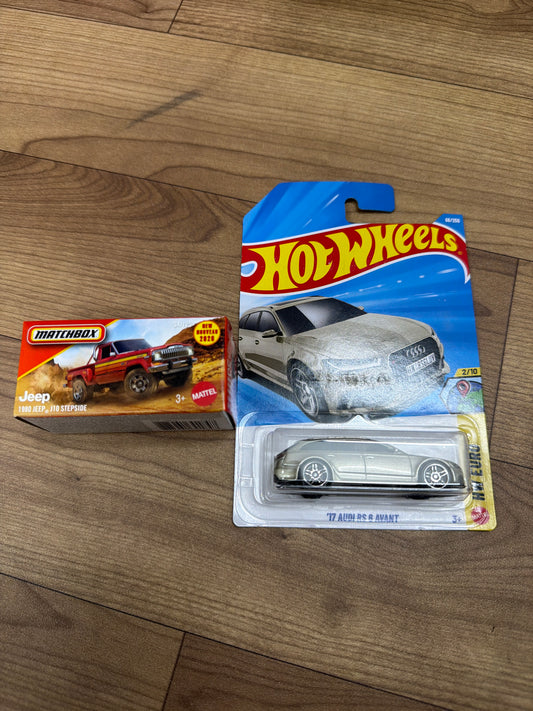 SINGLE HOT WHEELS CAR 17 AUDI RS 6 AVANT and DNK70 (MATCHBOX PWR GBRS HERITAGE)-  1980 JEEP J10 STEPSIDE