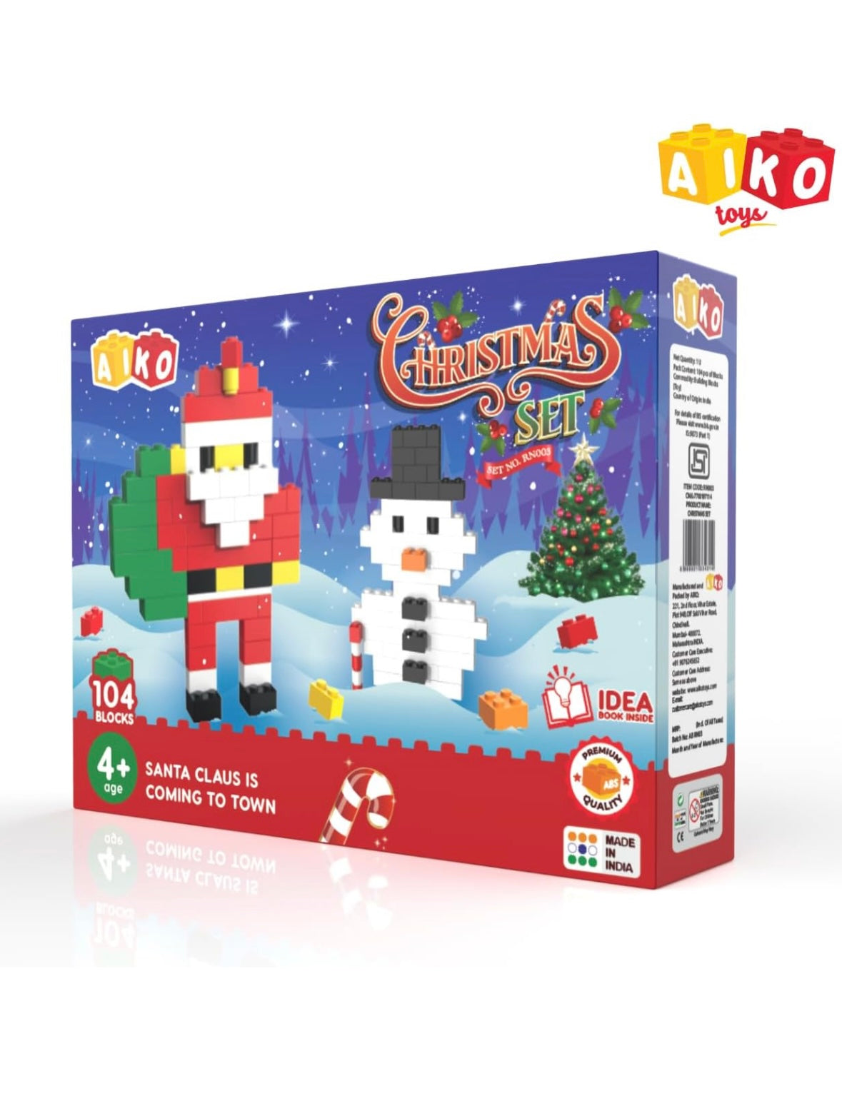 Christmas Building Block Set for Kids | 104 Pcs Creative DIY Holiday Toy | Festive Build Kit with Step-by-Step Idea Book | Compatible with Leading Brands | Ages 4+