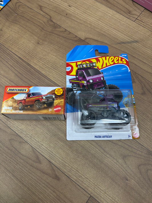 SINGLE HOT WHEELS CAR MAZDA AUTOZAM and DNK70 (MATCHBOX PWR GBRS HERITAGE)-  1980 JEEP J10 STEPSIDE