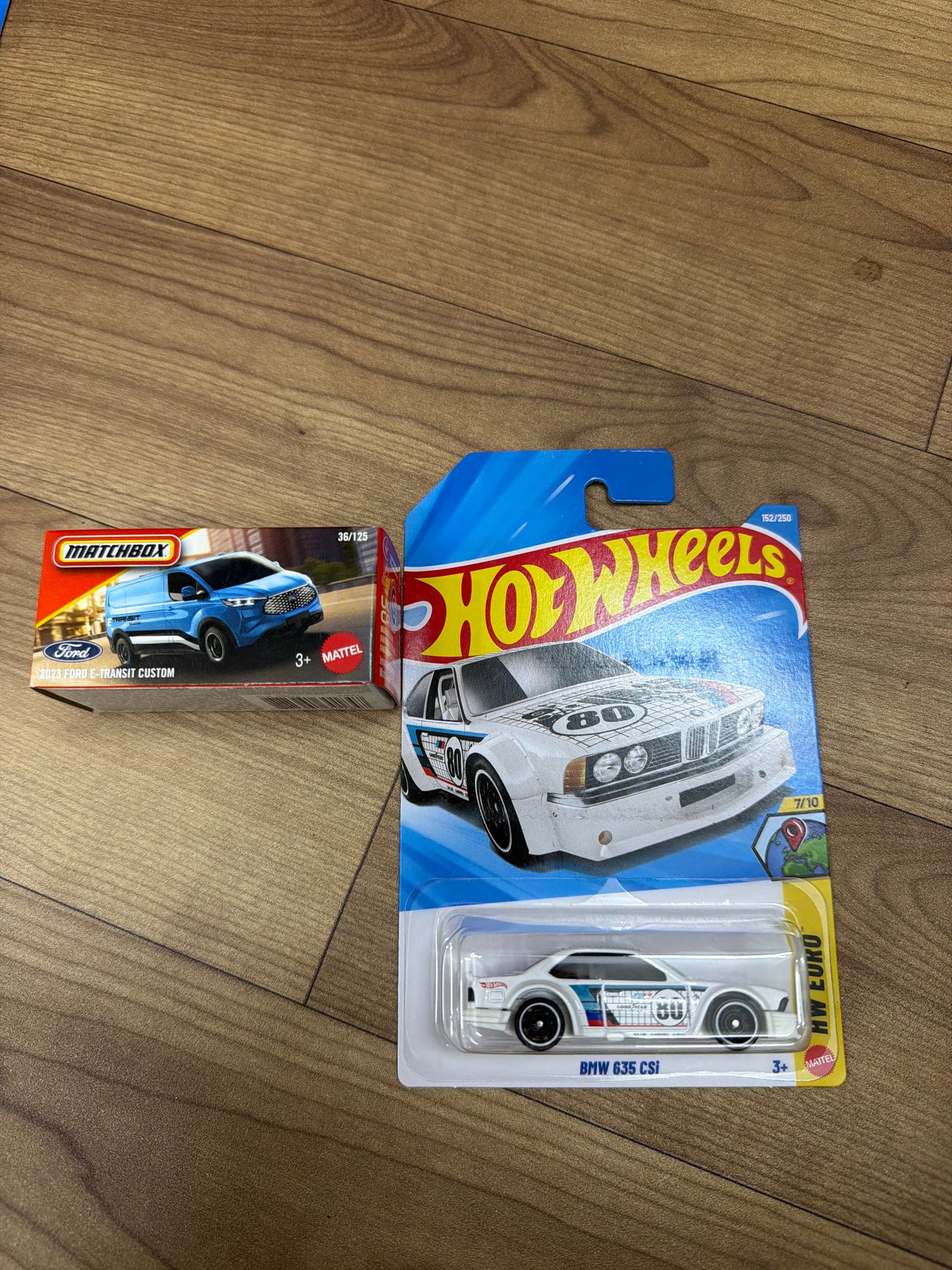 SINGLE HOT WHEELS CAR BMW 635 Csi and MATCHBOX DKN70- 2023 FORD E- TRANSIT CUSTOM