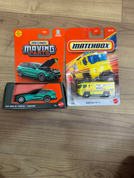 2025 BMW M5 TOURING/ TOURISME- FWD28_MOVING PARTS MATCHBOX AND BLAZE BUSTER II (MATCHBOX CAR)