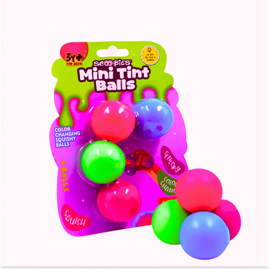 Scoobies Mini Tint Balls: Color-Changing Squishy Balls Set of 4 Balls (Pink, Blue, Purple & Green)