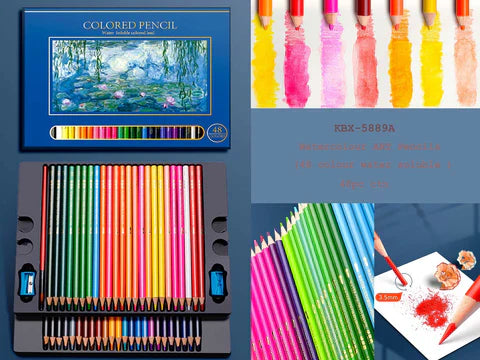 Color Pencils Set, (Pack of 48 Pcs) Professional Water Soluble Colored Pencils
