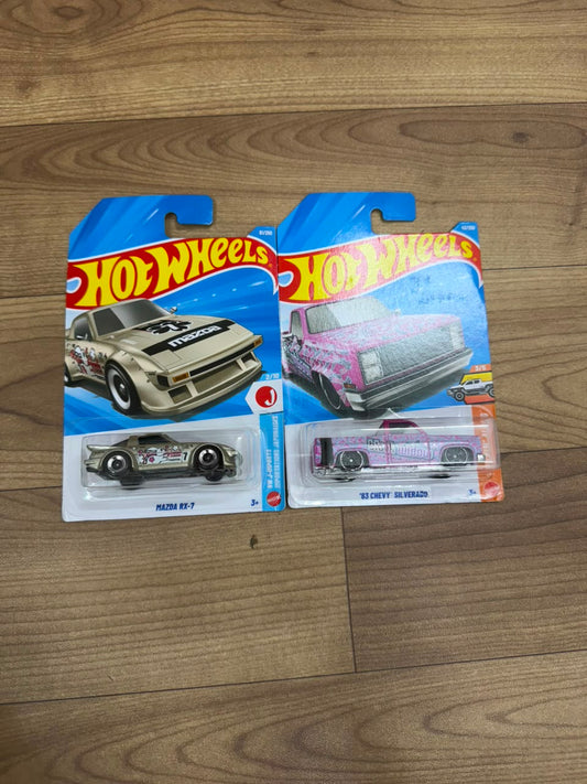 MAZDA RX-7 AND 83 CHEVY SILVERADO: SINGLE HOT WHEELS CARS