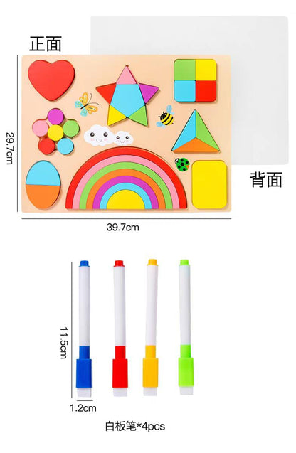 Wooden Shape Puzzle & White Board