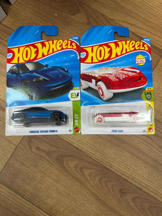 SINGLE HOT WHEELS CAR PORSCHE TAYCAN TURBO S AND  TWIN TAGS