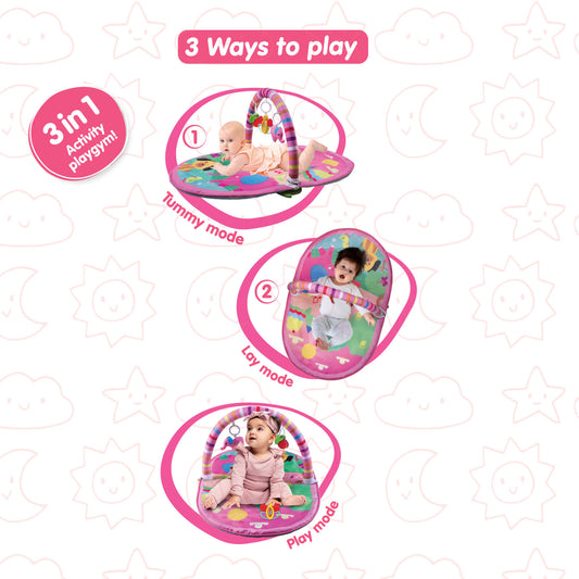 3 In 1 Deluxe Play Gym – Pink