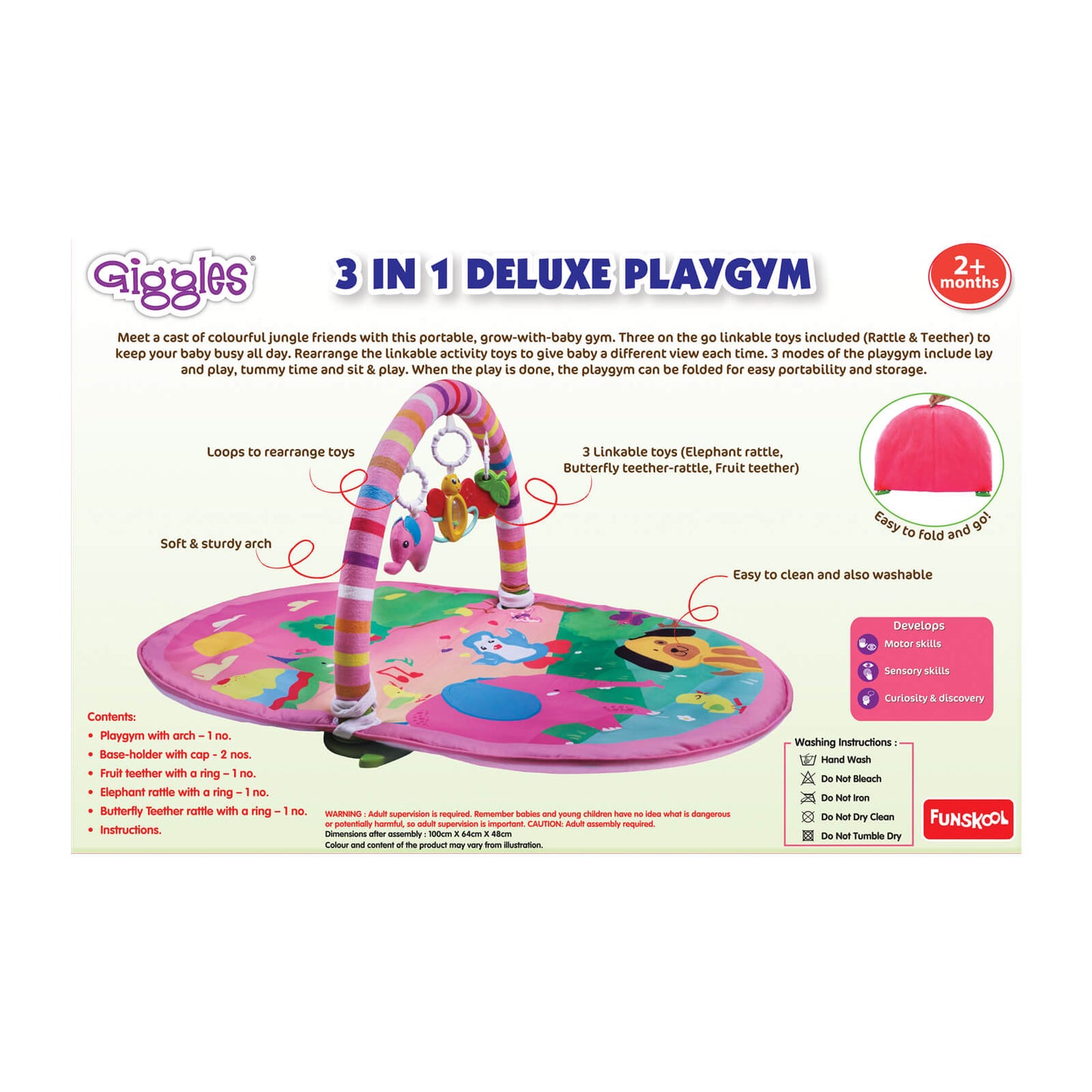 3 In 1 Deluxe Play Gym – Pink