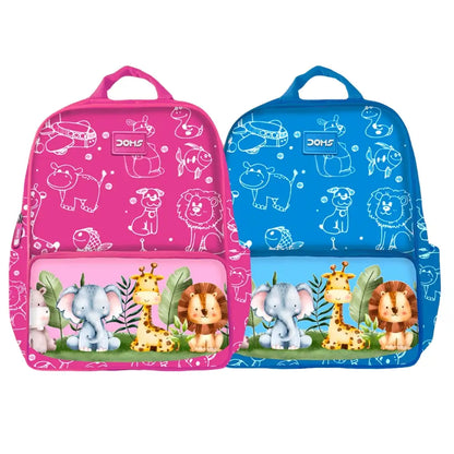 DOMS Jungle Series Kids Backpack – Cute Animal Print