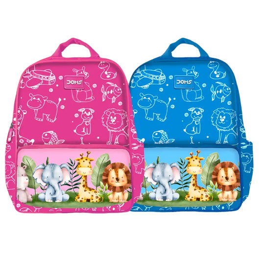 DOMS Jungle Series Kids Backpack – Cute Animal Print