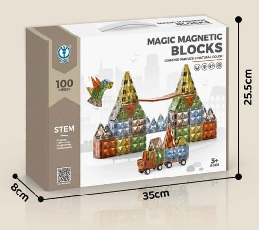 100 pieces Diamond Magnetic Tiles (Best Game for Kids Age 3+)