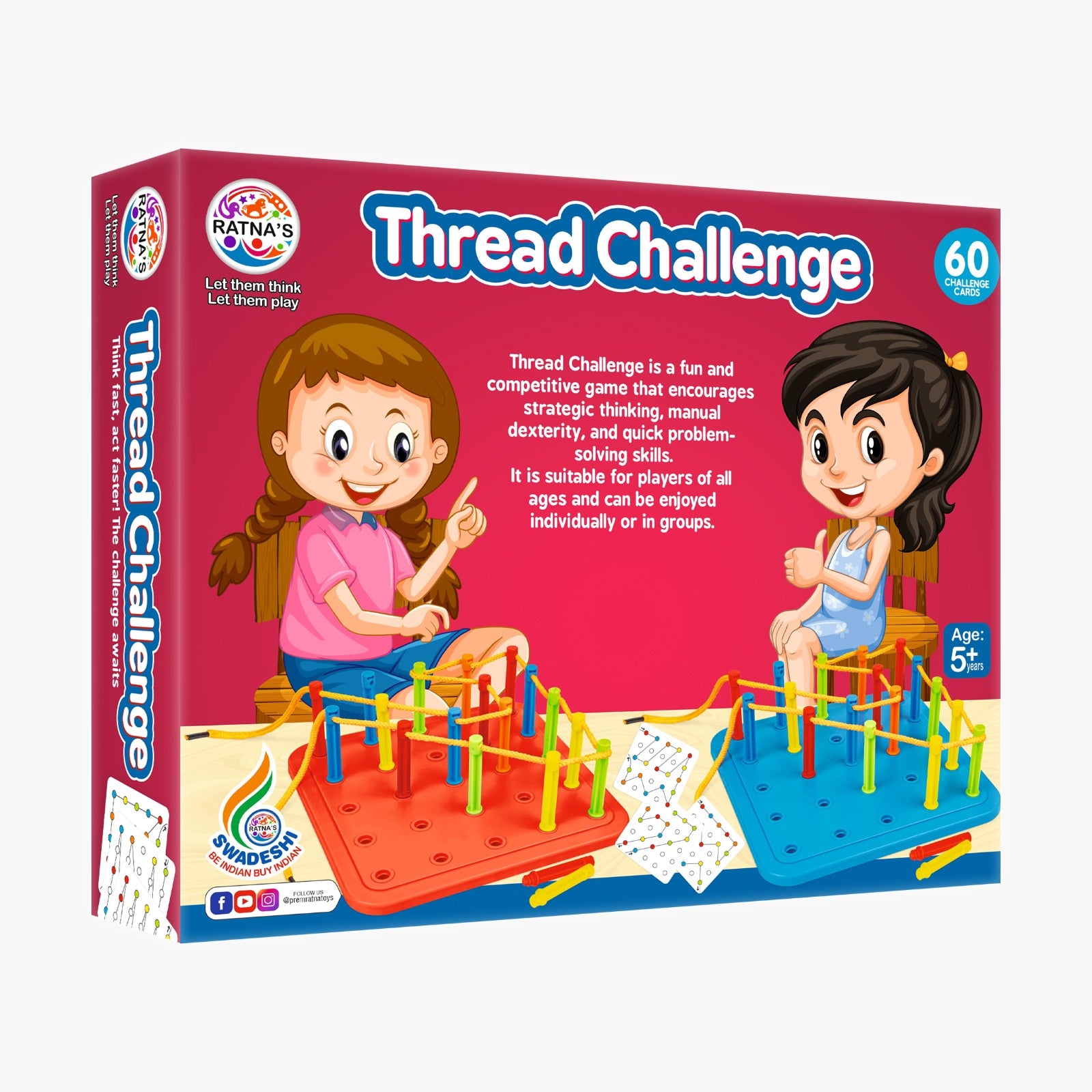 Ratna's Thread Challenge with 60 Challenge Cards 2 Players Board Game ...