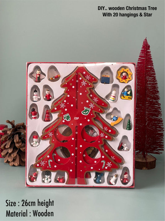 DIY.. wooden Christmas Tree with Hangings..