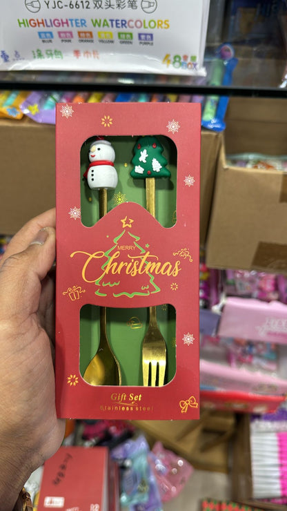 Christmas Spoons And Forks Set, Christmas Cutlery Set-Enhance Your Holiday Dining, Cartoon Funny Christmas Spoon, Creative Santa Claus Dessert Spoon And Fork Gift Box