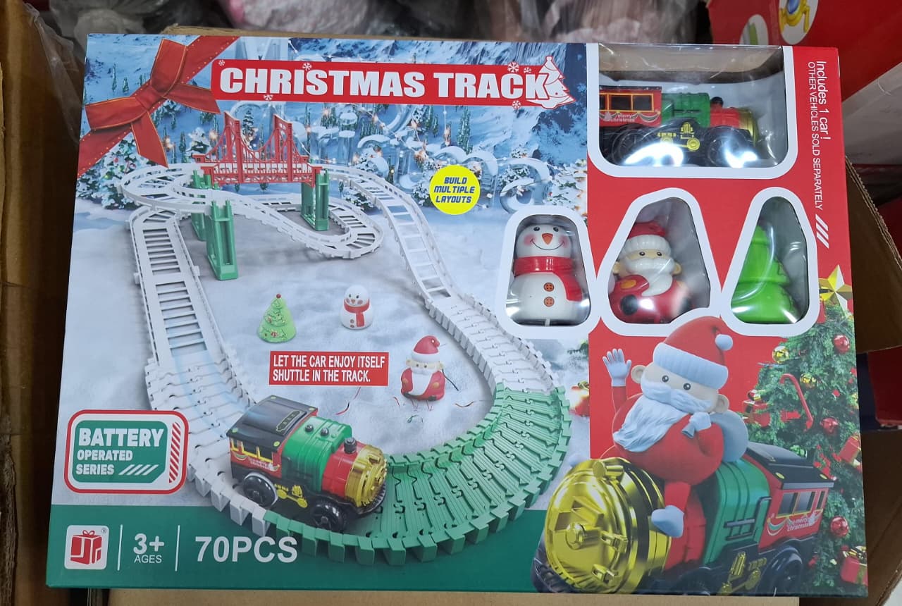 Christmas Rail Train Set, Railway "New Year's Adventures", 70 pieces