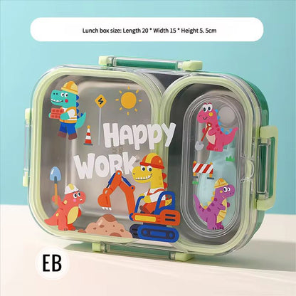 Cartoon Kids Metal Tiffin Box- 2 Partition Lunch Box- 600ML Stainless Steel