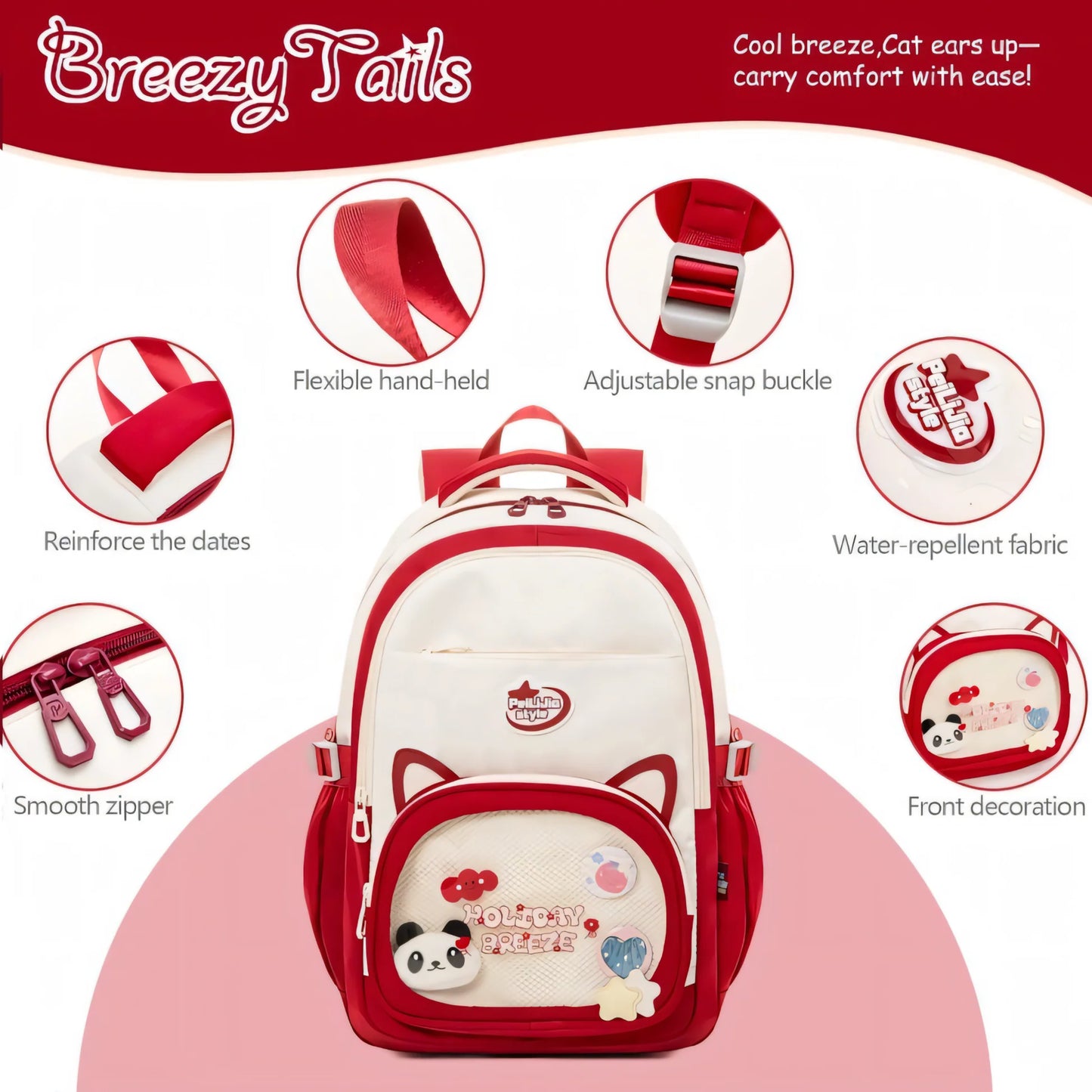 Panda- Cat Ear Kids School Bag | Lightweight Backpack