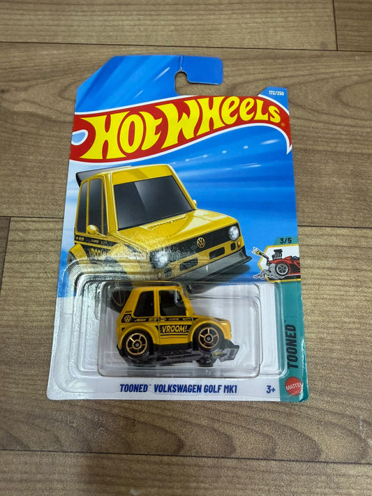 TOONED VOLKSWAGEN GOLF MK1- YELLOW - SINGLE HOTWHEELS