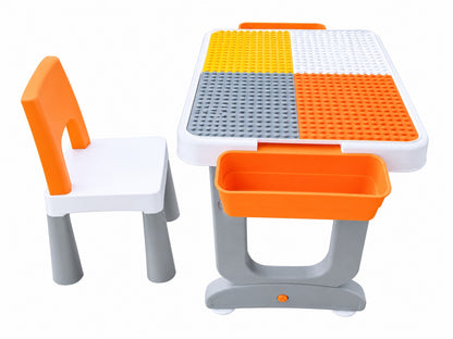 STEELBIRD Little Genius Learner Kids Study Table Set and Chair, 4 in 1 Multifunctional Desk Set with Building Blocks Activity Table, Storage Trays & Study Chair, Study Table Set for 3-7 Years Kids