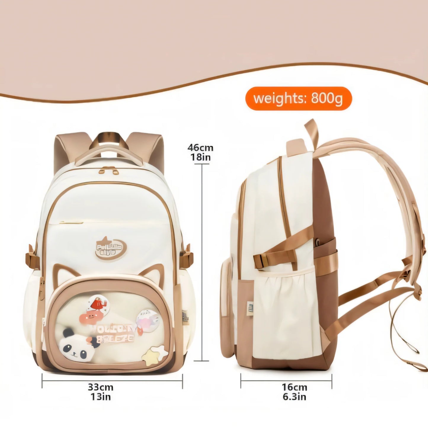 Panda- Cat Ear Kids School Bag | Lightweight Backpack