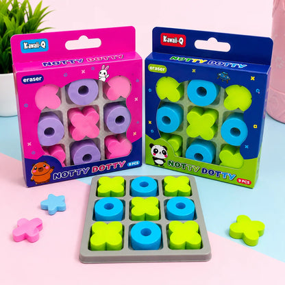Notty Dotty Tic Tac Toe Puzzle Eraser Set