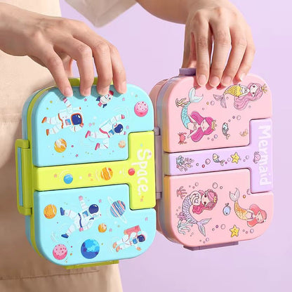 Cartoon Kids Tiffin Box- 2 Partition Lunch Box- 600ML Stainless Steel