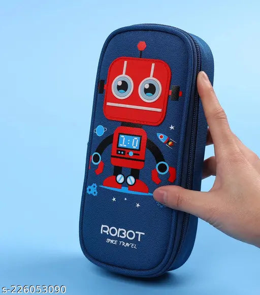 Cute Cartoon Pencil Case for Kids Big Capacity Canvas Kawaii Pencil Pouch with Zipper Waterproof & Durable Compartment Large Storage Pencil Bag