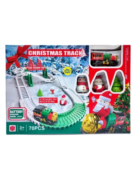 Christmas Rail Train Set, Railway "New Year's Adventures", 70 pieces