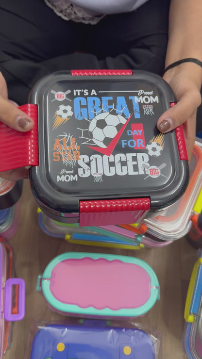 3-Compartment Kids Stainless Steel Lunch Box (Leakproof | Cute Designs)