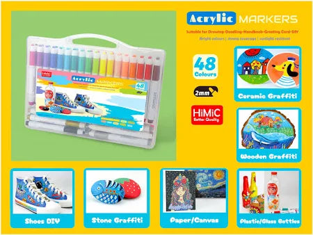 Acrylic Art Marker Set – (48 pieces – Multicolor) - Girls & Boys