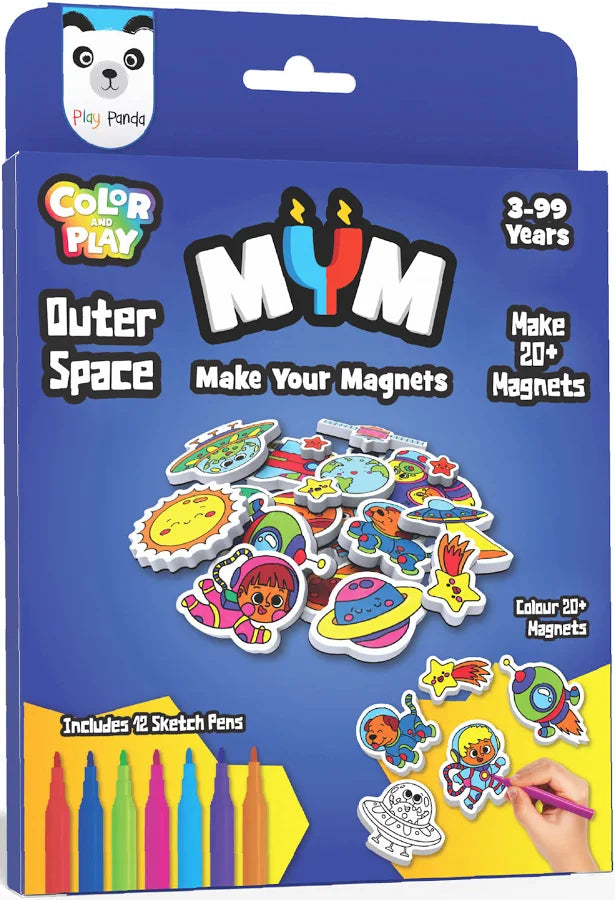 Play Panda MYM Colour & Play Fun Craft Kit for Kids | Make 20+ Fridge Magnets | DIY Craft & Colouring Activity