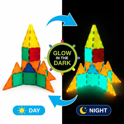Scoobies Glow in the Dark Magnetic Tiles, 60 PCS Building Set for Kids