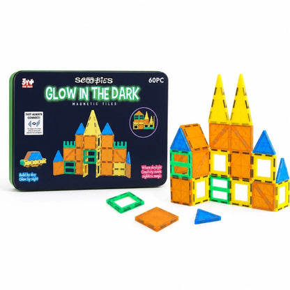 Scoobies Glow in the Dark Magnetic Tiles, 60 PCS Building Set for Kids