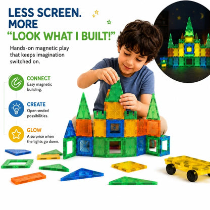 Scoobies Glow in the Dark Magnetic Tiles, 60 PCS Building Set for Kids