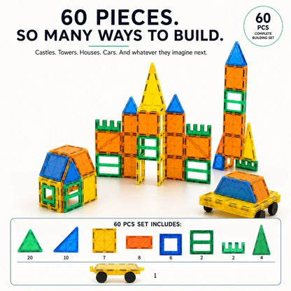 Scoobies Glow in the Dark Magnetic Tiles, 60 PCS Building Set for Kids