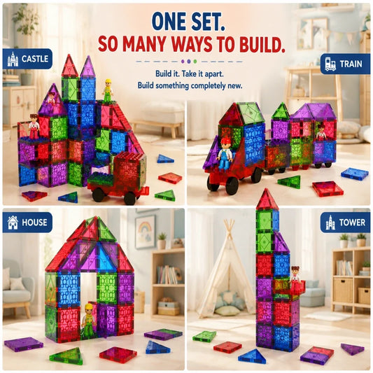 Scoobies Brickable Magnetic Tiles, 70 PCS Building Set for Kids