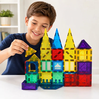 Scoobies Dinosaur Roaring Magnetic Tiles, 40 PCS Building Set for Kids